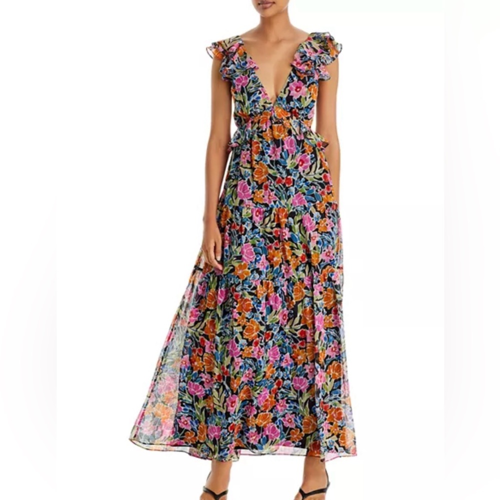 Aqua Floral Maxi Dress